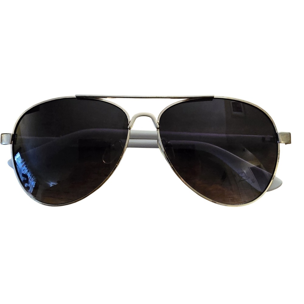 Women's Aviator Sunglasses Gold Metal Frame Black Lenses Floral Pattern, Top Gun
